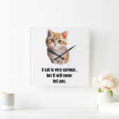 Horloge Carrée Chat, formule sur le caractère des chats (Maison)