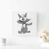 Horloge Carrée Chat gris (Maison)