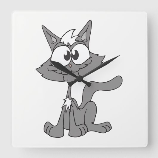 Horloge Carrée Chat gris (Recto)