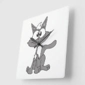 Horloge Carrée Chat gris (Angle)