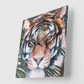 Horloge Carrée Chat Jungle - Tigre (Angle)