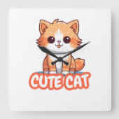 Horloge Carrée chat mignon (Recto)