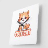 Horloge Carrée chat mignon (Angle)