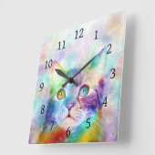 Horloge Carrée chat multicolore cat 663 (Angle)