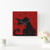 Horloge Carrée Chat noir (Maison)