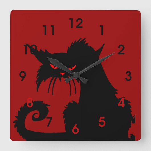 Horloge Carrée Chat noir (Recto)
