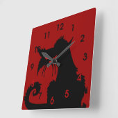 Horloge Carrée Chat noir (Angle)