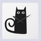Horloge Carrée Chat Noir