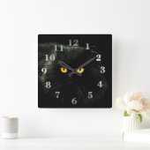 Horloge Carrée Chat noir (Maison)