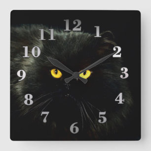 Horloge Carrée Chat noir