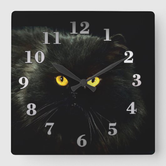 Horloge Carrée Chat noir (Recto)