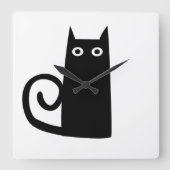 Horloge Carrée Chat Noir (Recto)