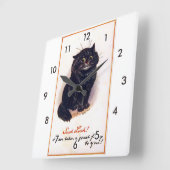 Horloge Carrée Chat noir, Louis Wain (Angle)
