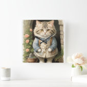 Horloge Carrée Chat Ragamuffin (Maison)