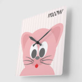 Horloge Carrée Chat rose tendance (Angle)