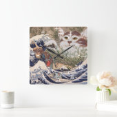 Horloge Carrée Chat surnaturel à la grande vague (Maison)