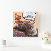 HORLOGE CARRÉE CHAT TURQUE EN MÉDITATION TRANSCENDENTALE (Maison)