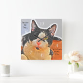 Horloge Carrée Chat tuxedo stylé (Maison)