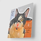 Horloge Carrée Chat tuxedo stylé (Angle)