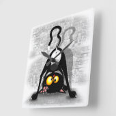 Horloge Carrée Chat Upside Down Funny Cartoon Caractère (Angle)