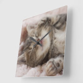 Horloge Carrée Chaton somnolent (Angle)