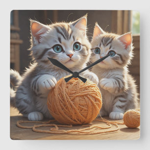 Horloge Carrée Chatons