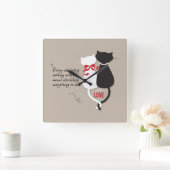 Horloge Carrée Chats amoureux (Maison)