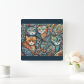 Horloge Carrée chats apaisants 2 heures (Maison)