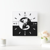 Horloge Carrée Chats de Yin yang (Maison)