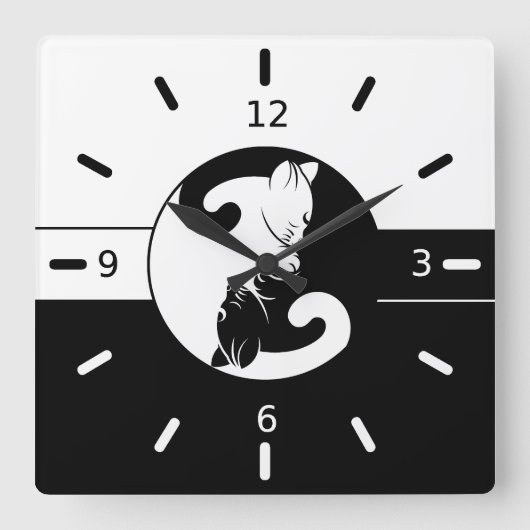Horloge Carrée Chats de Yin yang (Recto)