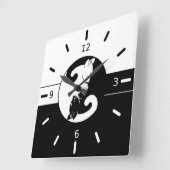 Horloge Carrée Chats de Yin yang (Angle)