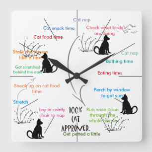 Horloge Carrée Chats drôles CricketDiane d'activité de chat