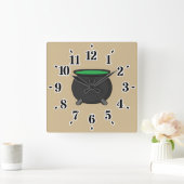 Horloge Carrée Chaudron de sorcière (Maison)
