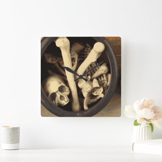 Horloge Carrée Chaudron d'os (Maison)