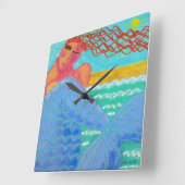 Horloge Carrée Chaussure murale de la sirène de soleil Carré d'ar (Angle)