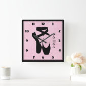 Horloge Carrée Chaussures de Ballet Noir En Pointe (Maison)