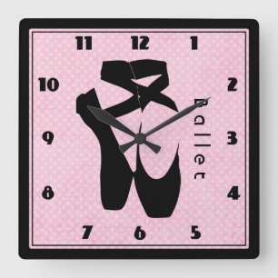 Horloge Carrée Chaussures de Ballet Noir En Pointe