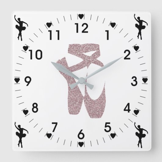 Horloge Carrée Chaussures en Ballon Rose (Recto)
