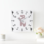 Horloge Carrée Chaussures en Ballon Rose (Maison)