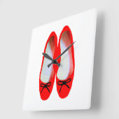 Horloge Carrée Chaussures rouges (Angle)