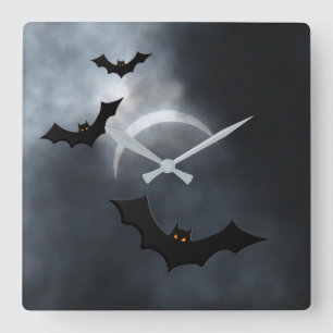 Horloge Carrée Chauve-Chauve-Halloween éffrayante À Eclipse