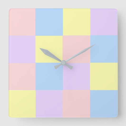 Horloge Carrée Checkers Pastel Spring (Recto)