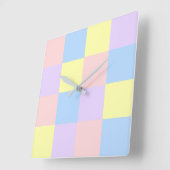 Horloge Carrée Checkers Pastel Spring (Angle)