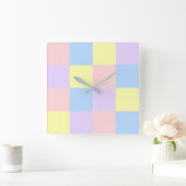 Horloge Carrée Checkers Pastel Spring (Maison)