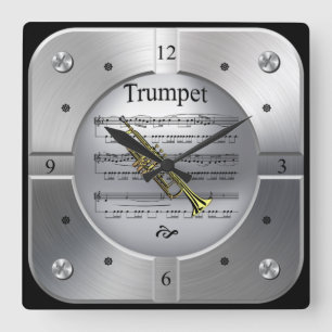 Horloge Carrée "Cheese Music Brushed Silver Color