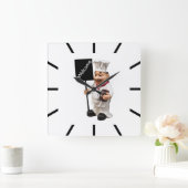 Horloge Carrée Chef cuisinier - Carte de menu BIENVENUE (Maison)