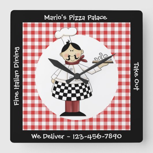 Horloge Carrée Chef italien (Recto)