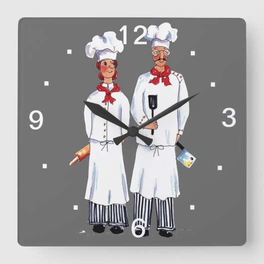 Horloge Carrée Chefs Wall Clock (Recto)