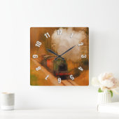 Horloge Carrée Chemin de fer Steam Engine Fine Art pour les amour (Maison)