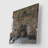 Horloge Carrée Cheminée en pierre au 19ème siècle Maison (Angle)